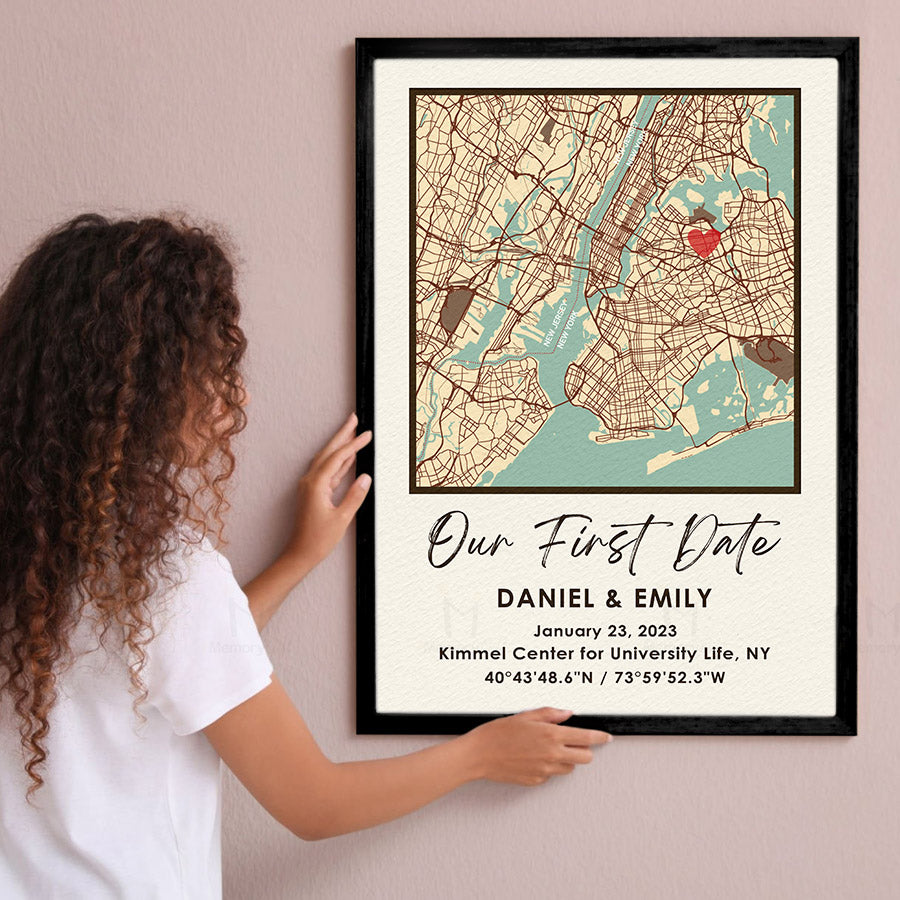 Personalized Valentine’s Day Gifts for Husband | Custom Map Printed Canvas