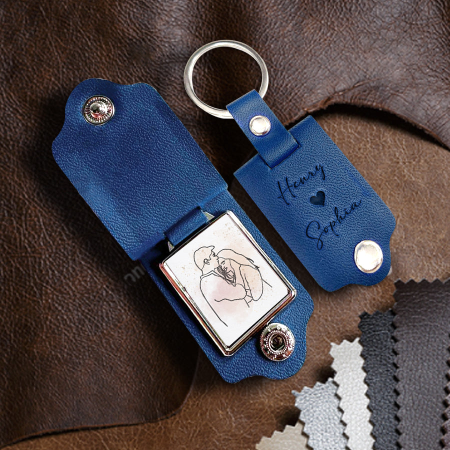 Personalized Valentine’s Gifts for Him | Customized Valentines Day Gifts | Custom Leather Keychain