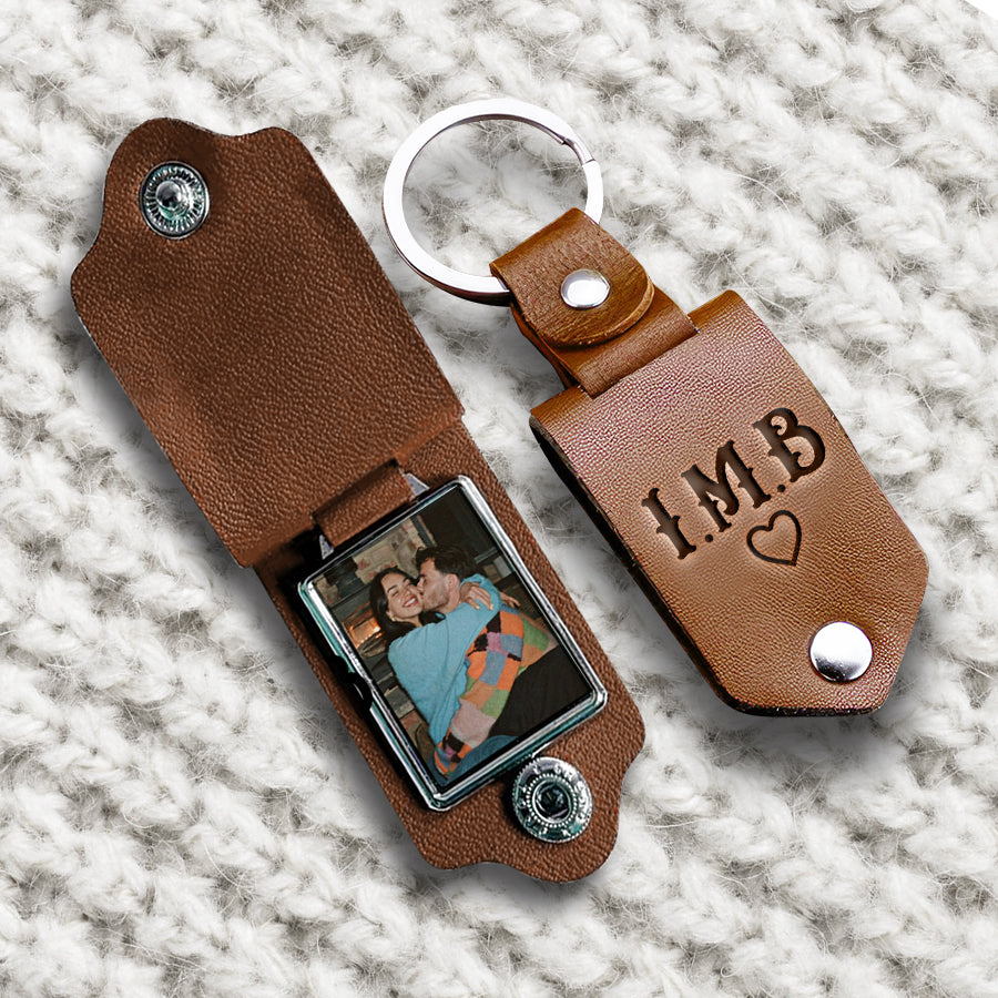 Personalized Valentines Day Gifts for Boyfriend | Custom Leather Keychain