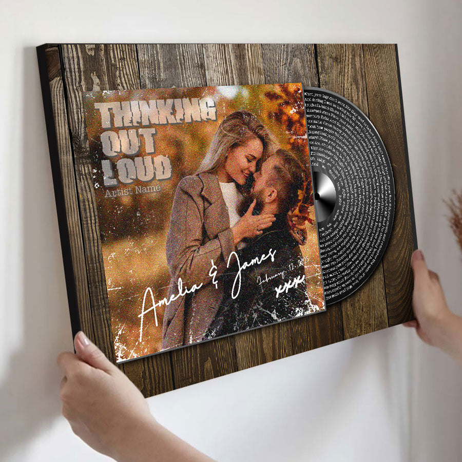 Personalized Valentines Gift for Him | Vinyl Record Canvas Painting