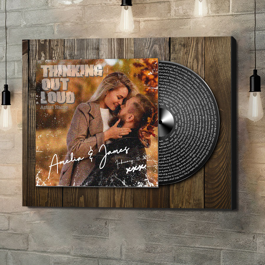 Personalized Valentines Gift for Him | Vinyl Record Canvas Painting