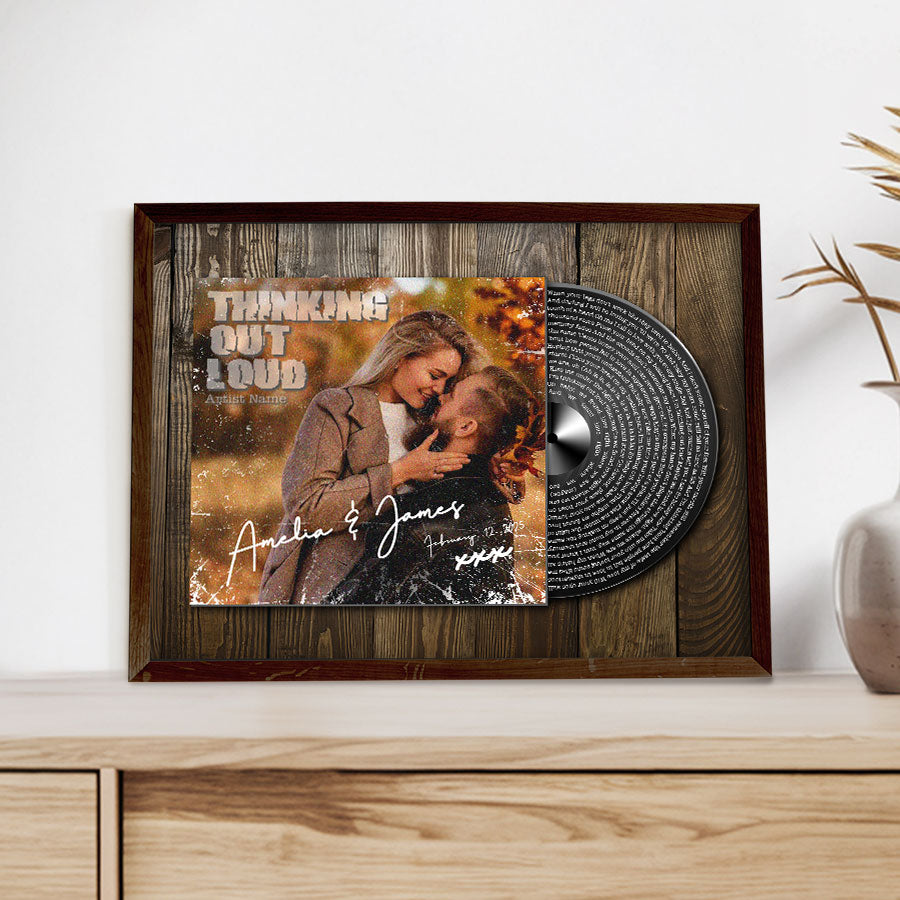 Personalized Valentines Gift for Him | Vinyl Record Canvas Painting