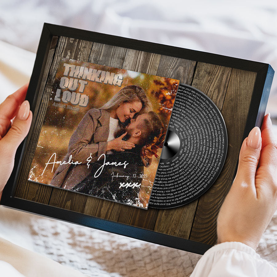Personalized Valentines Gift for Him | Vinyl Record Canvas Painting