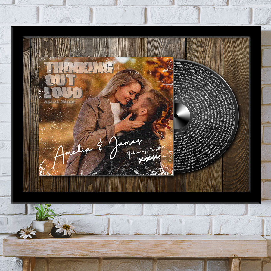 Personalized Valentines Gift for Him | Vinyl Record Canvas Painting