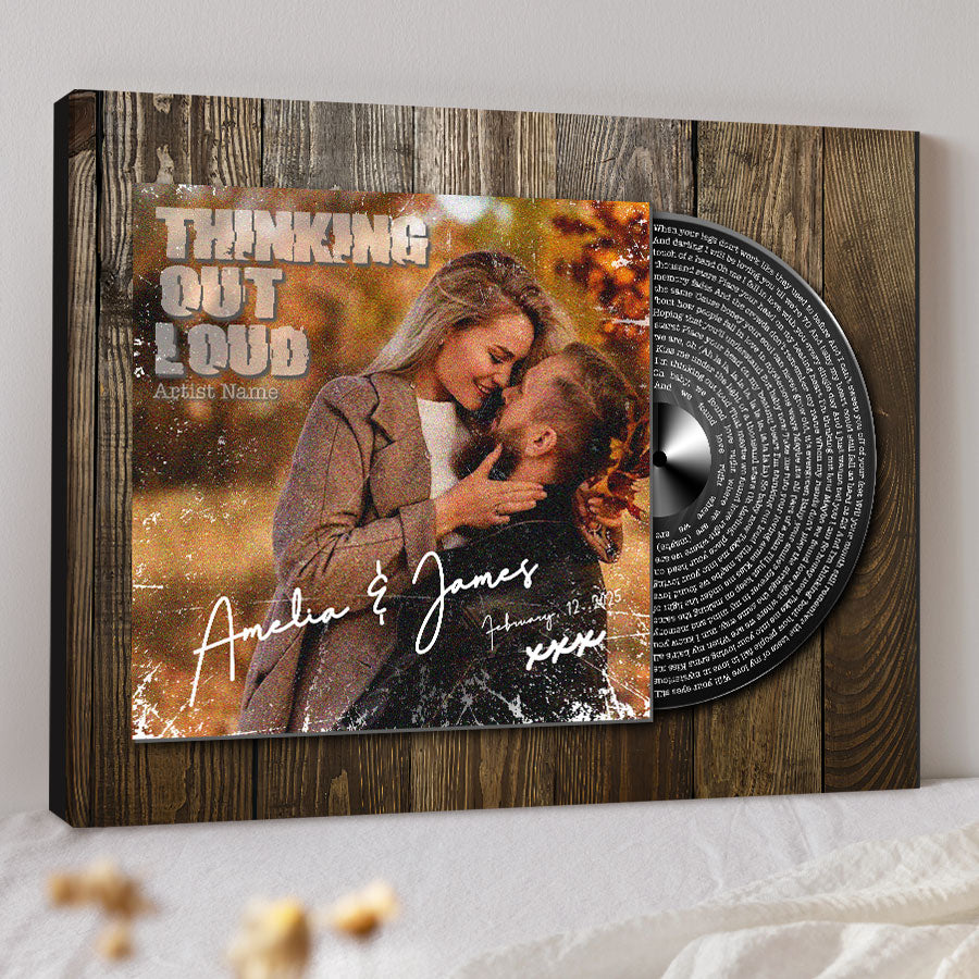 Personalized Valentines Gift for Him | Vinyl Record Canvas Painting