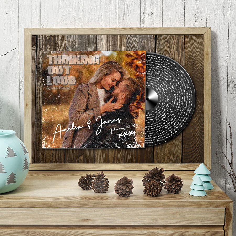 Personalized Valentines Gift for Him | Vinyl Record Canvas Painting