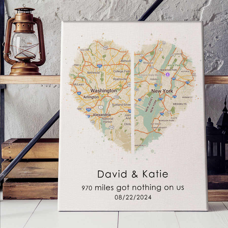 Personalized Valentines Gift for Husband | Map Valentine