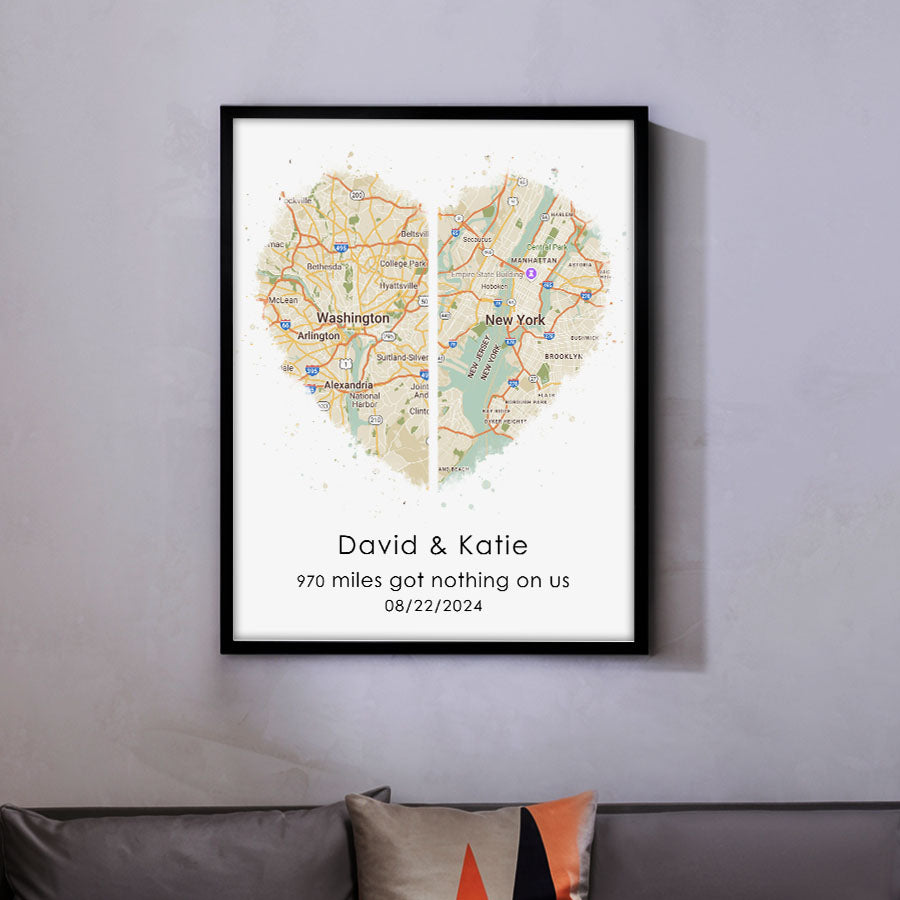 Personalized Valentines Gift for Husband | Map Valentine