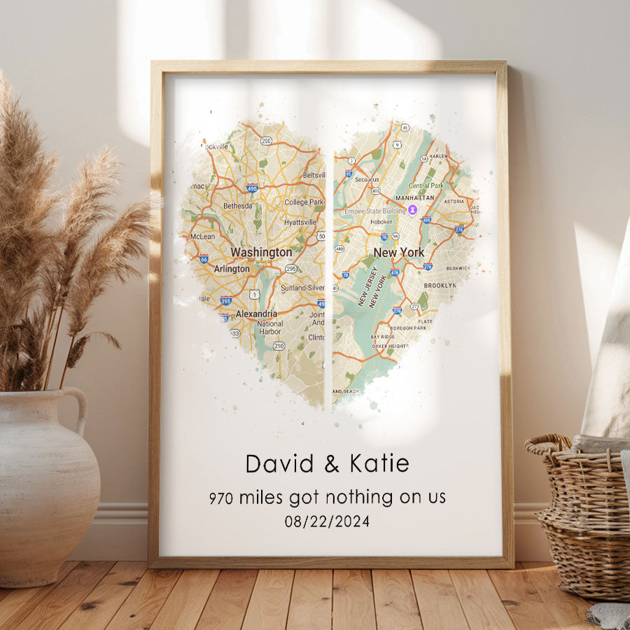 Personalized Valentines Gift for Husband | Map Valentine