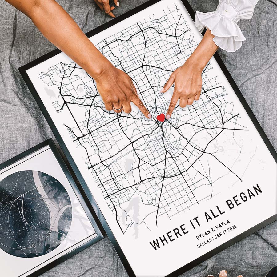 Personalized Valentines Gift for Husband | Custom Map Prints