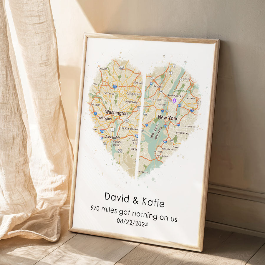 Personalized Valentines Gift for Husband | Map Valentine