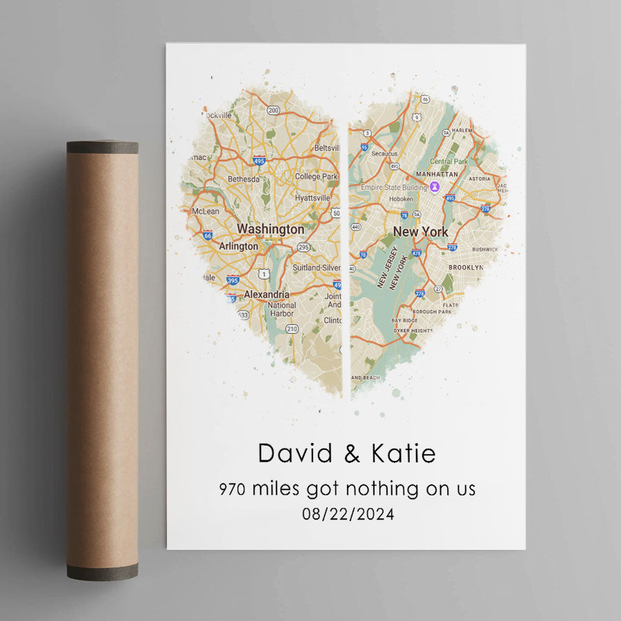 Personalized Valentines Gift for Husband | Map Valentine