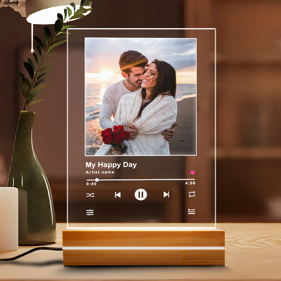 Personalized Valentines Gifts for Boyfriend | Customized Song Photo Plaque LED Night Light