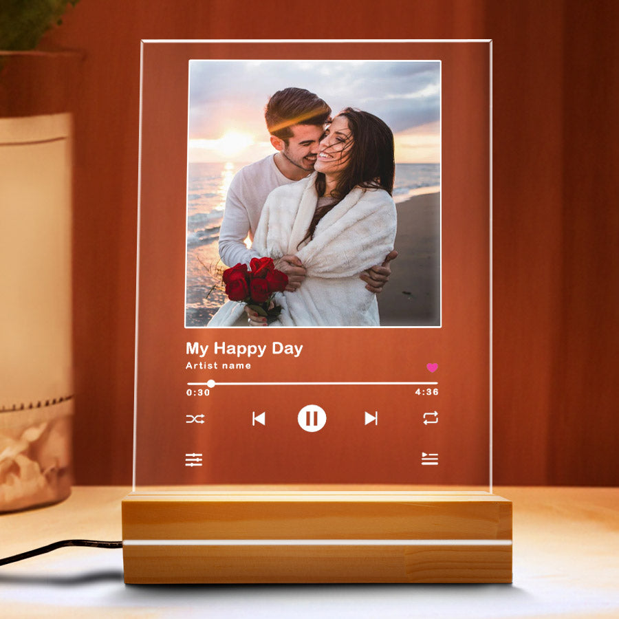 Personalized Valentines Gifts for Boyfriend | Customized Song Photo Plaque LED Night Light