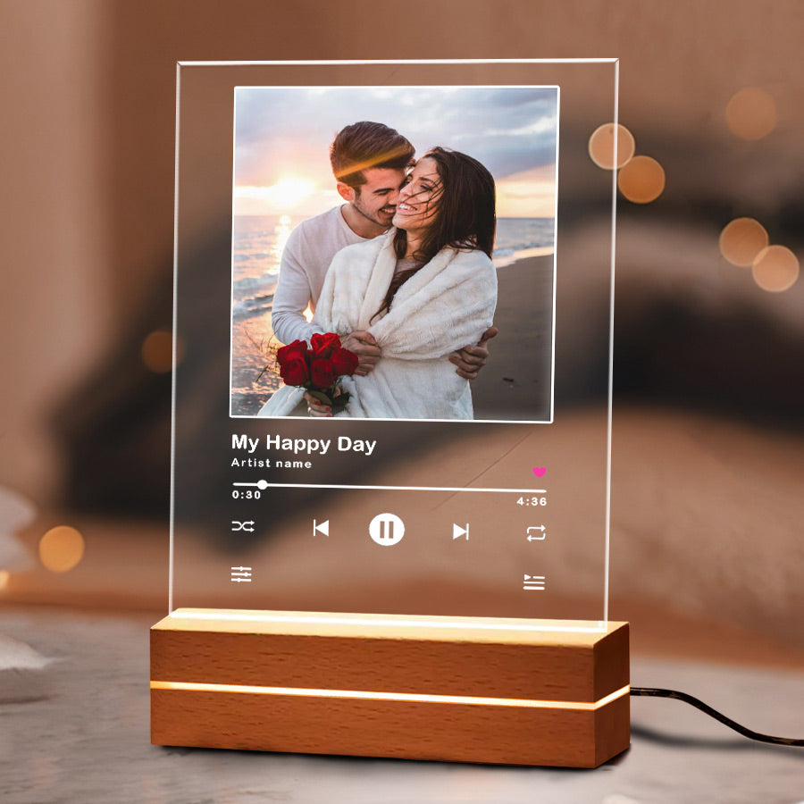 Personalized Valentines Gifts for Boyfriend | Customized Song Photo Plaque LED Night Light