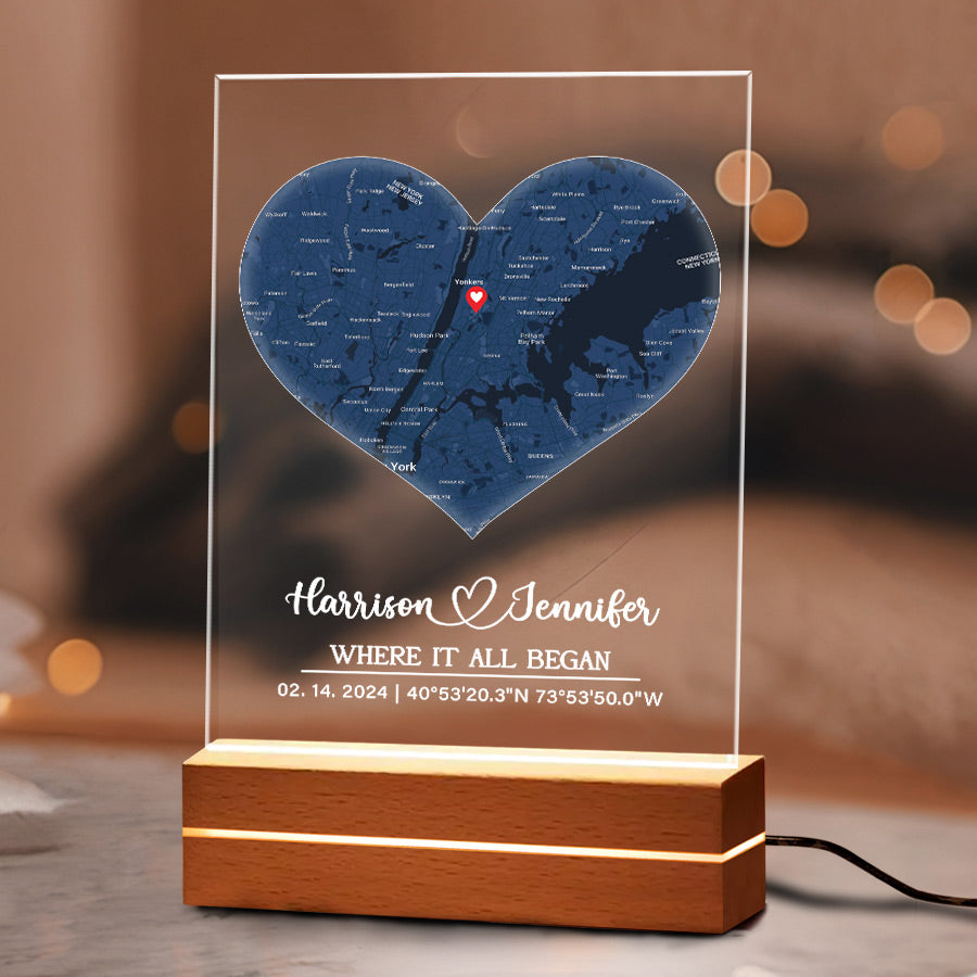 Personalized Valentines Gifts for Him | Custom Map Acrylic Plaque