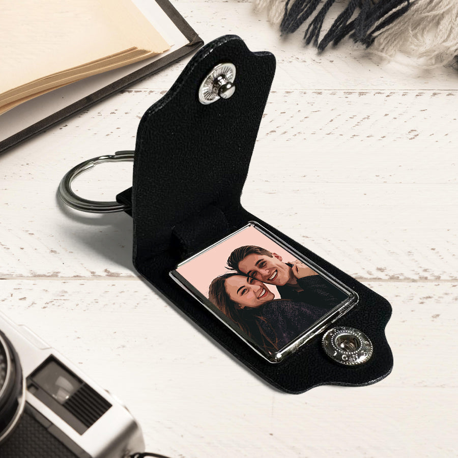 Personalised Valentines Gift for Boyfriend | Custom Leather Keychain