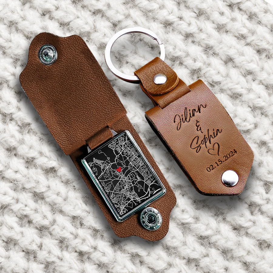 Valentine Gifts Personalized | Keychain Leather